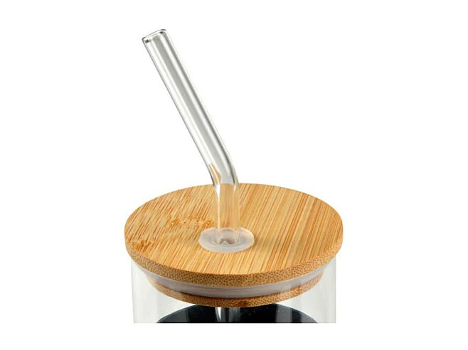 Gourde & Paille en Verre "Silicone" 0,5L Anthracite