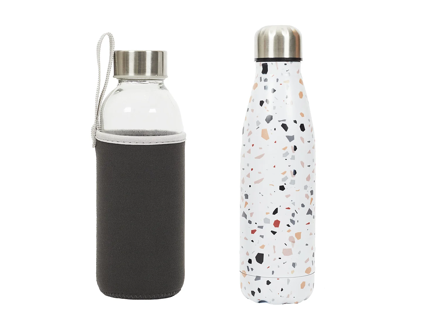 Coffret 2 Bouteilles Verre Et Isotherme 50cl Transparent, Noir, Blanc, Multicolore