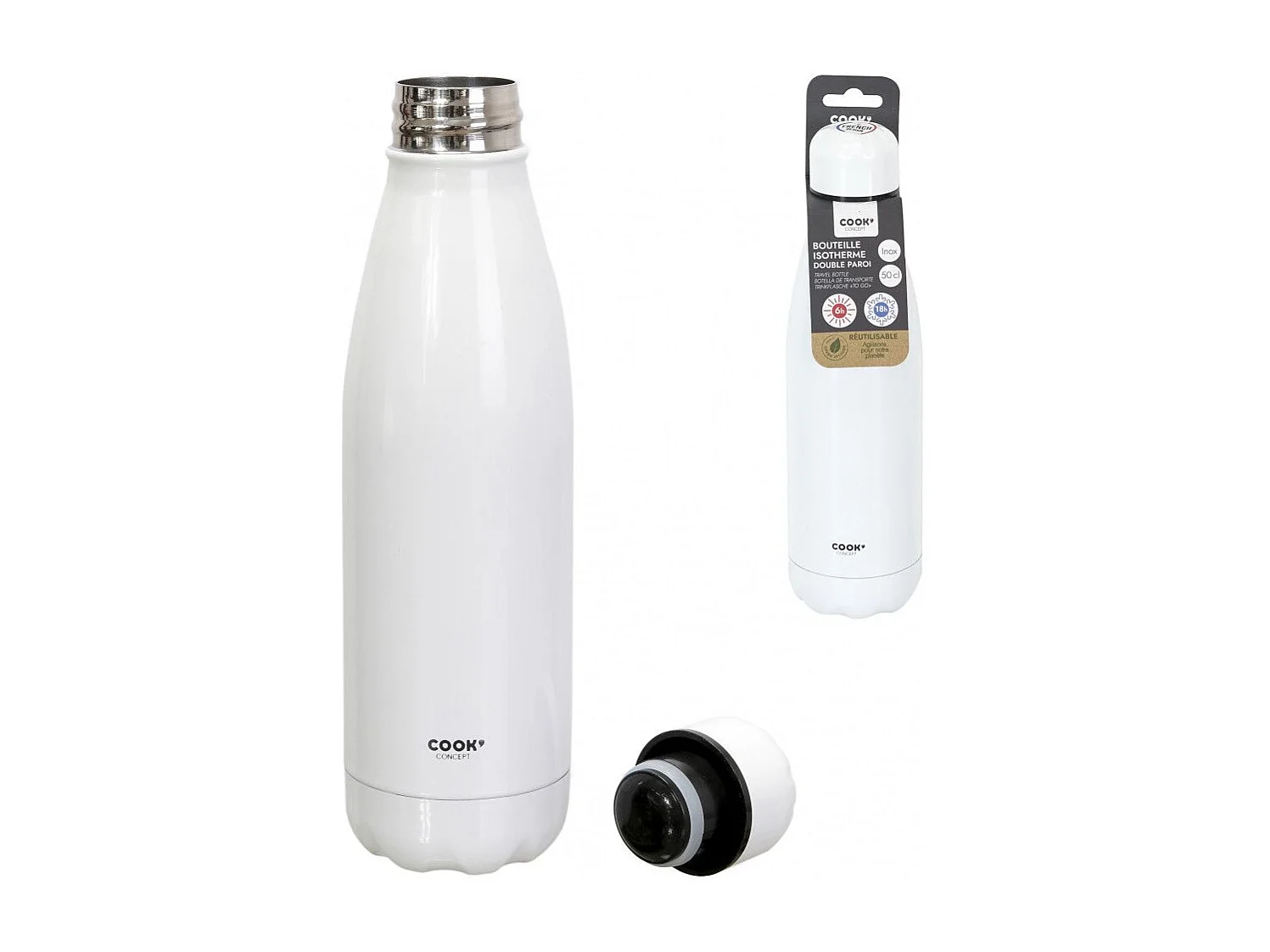 Bouteille De Transport Isotherme Blanche 50cl Blanc