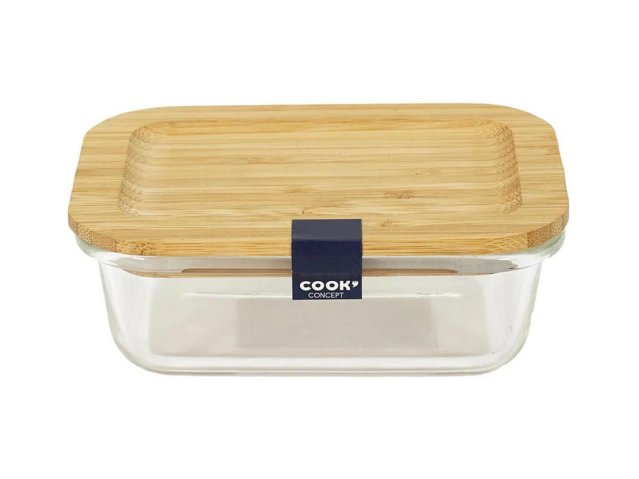 Lunch Box Verre & Bambou "Repas" 32cl Transparent