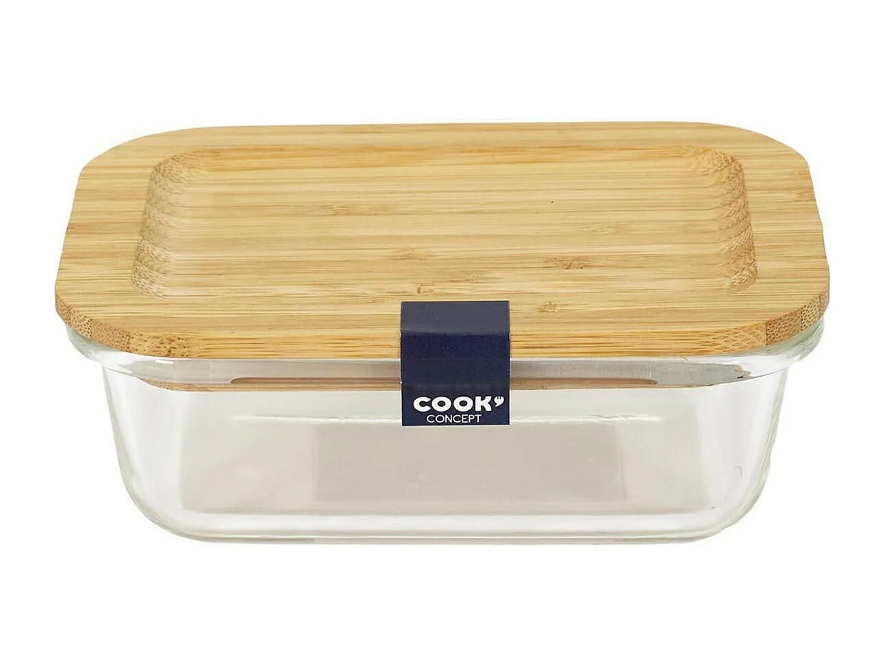 Lunch Box Verre & Bambou "Repas" 32cl Transparent