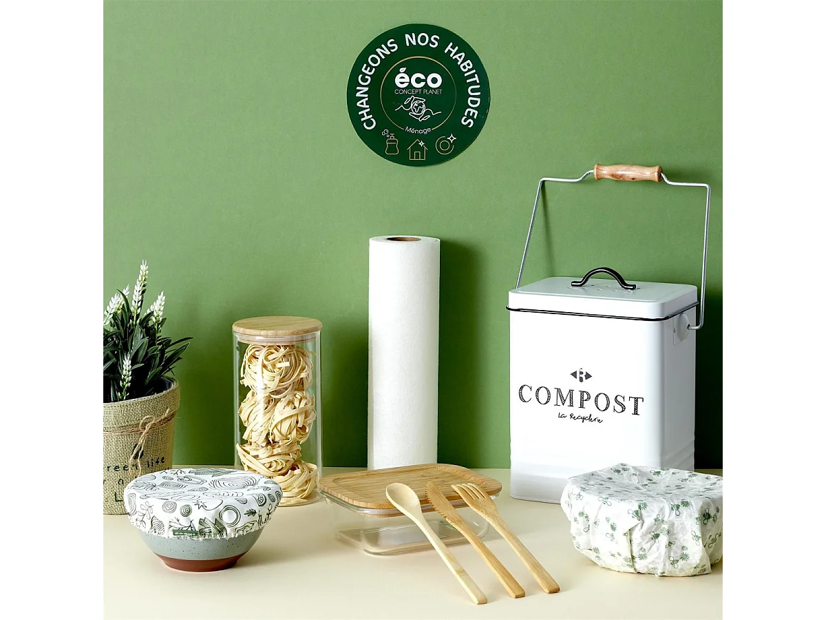 Lunch Box Verre & Bambou "Repas" 32cl Transparent