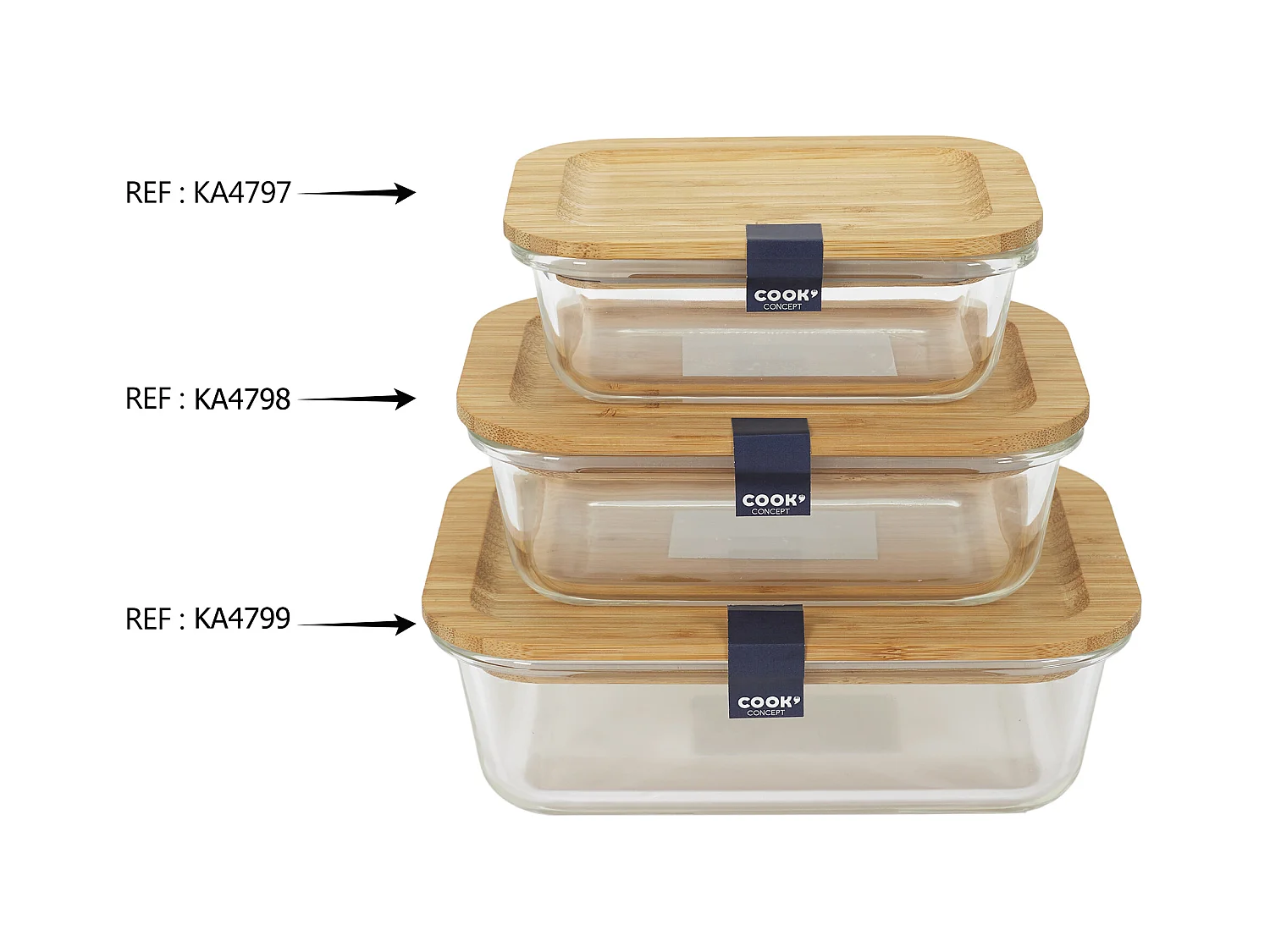 Lunch Box En Verre Et Bamboo 104cl Marron, Transparent