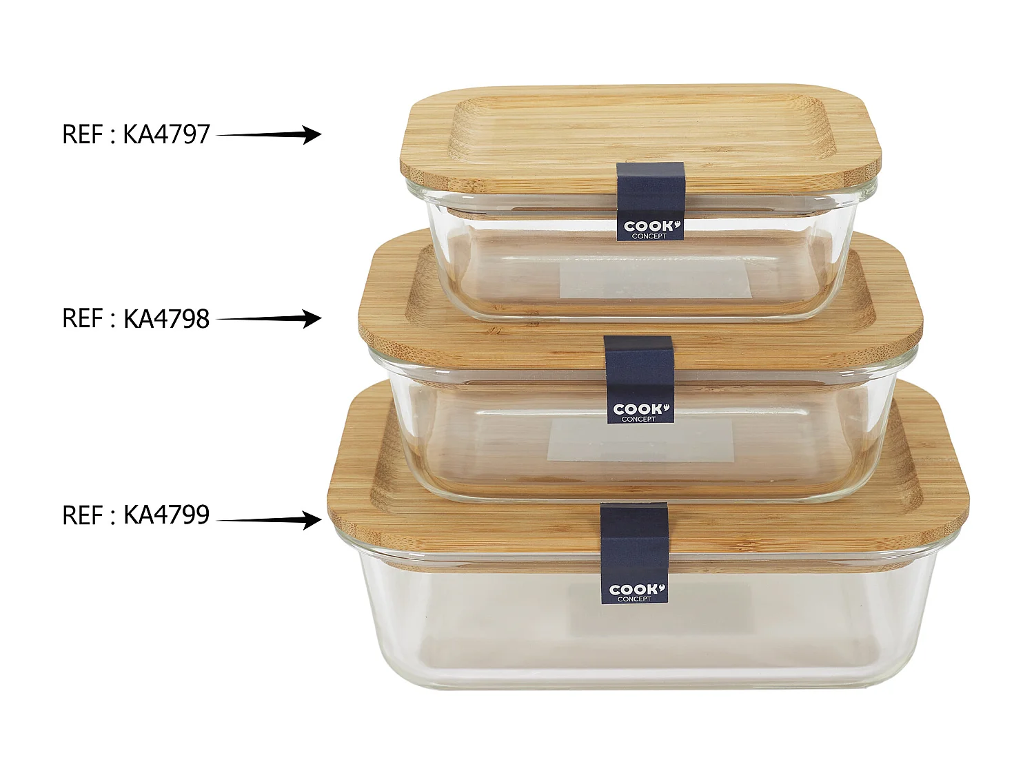 Lunch Box En Verre Et Bamboo 104cl Marron, Transparent