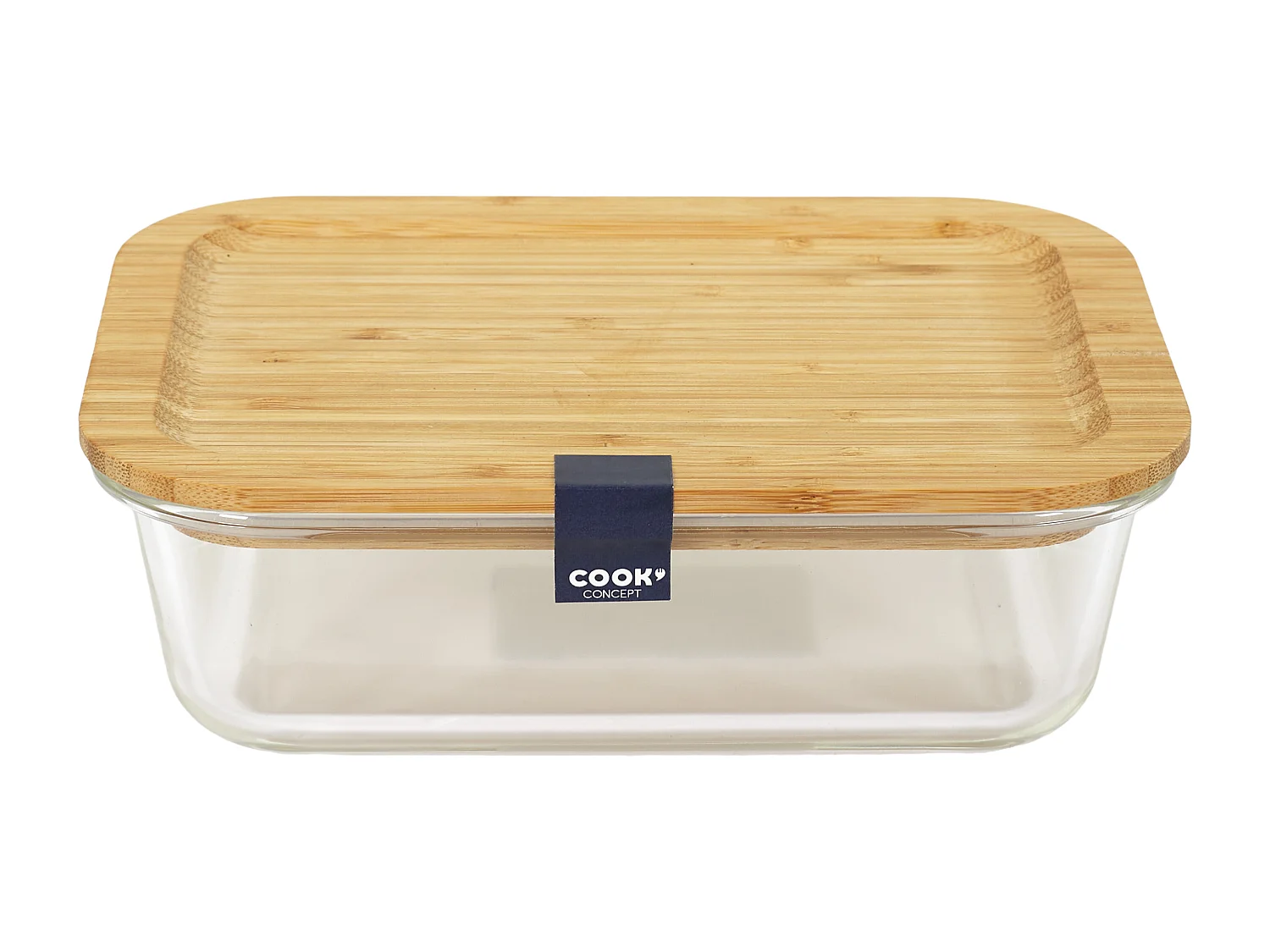 Lunch Box En Verre Et Bamboo 104cl Marron, Transparent