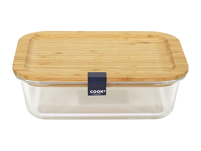 Lunch Box En Verre Et Bamboo 104cl Marron, Transparent