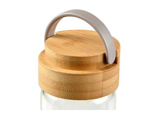 Gourde Bouteille en Verre "Silicone" 0,6L Taupe