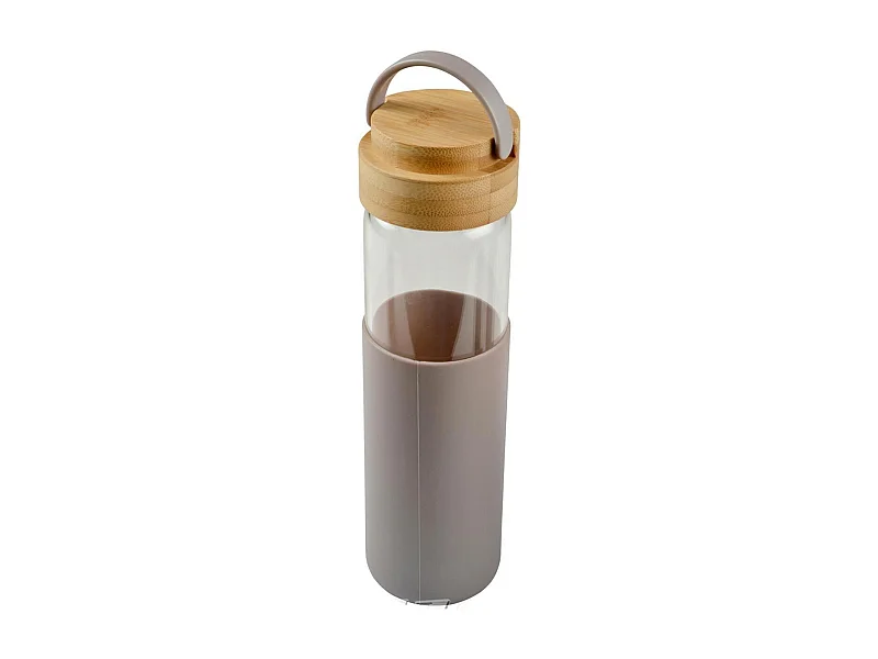 Gourde Bouteille en Verre "Silicone" 0,6L Taupe