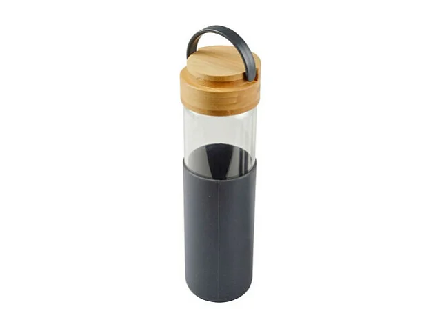 Gourde Bouteille en Verre "Silicone" 0,6L Anthracite