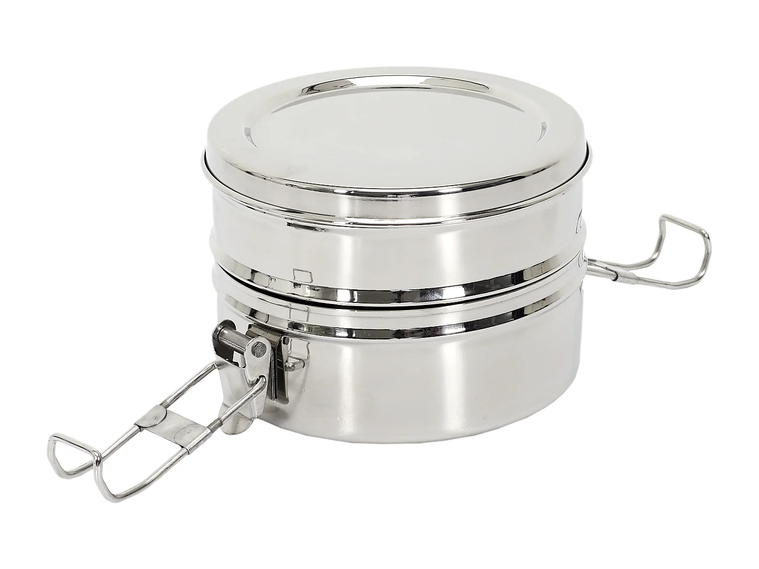 Lunch Box Ronde 2 Niveaux 140cl Argent