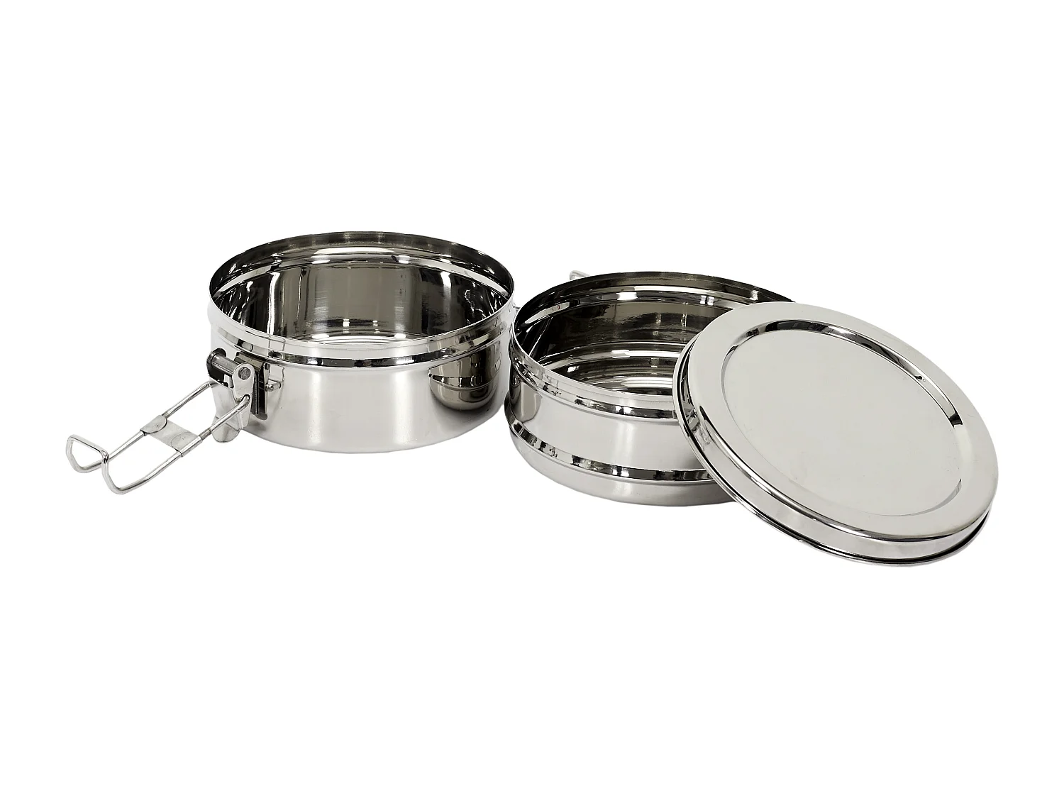 Lunch Box Ronde 2 Niveaux 140cl Argent