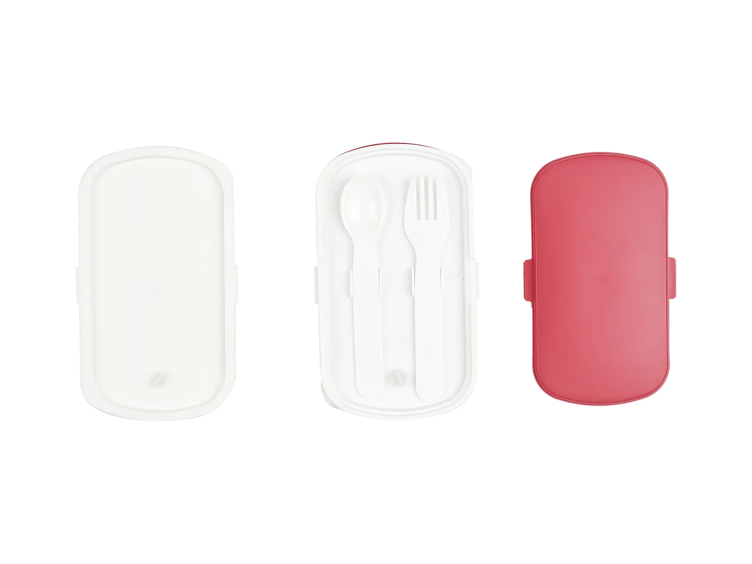 Coffret Repas A Emporter Rose 3 Pieces Rose, Blanc