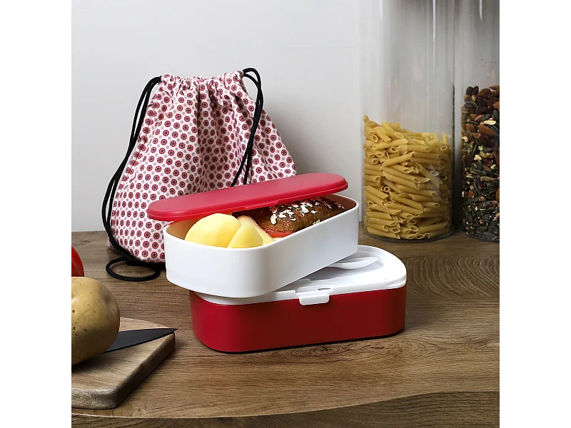 Coffret Repas A Emporter Rose 3 Pieces Rose, Blanc