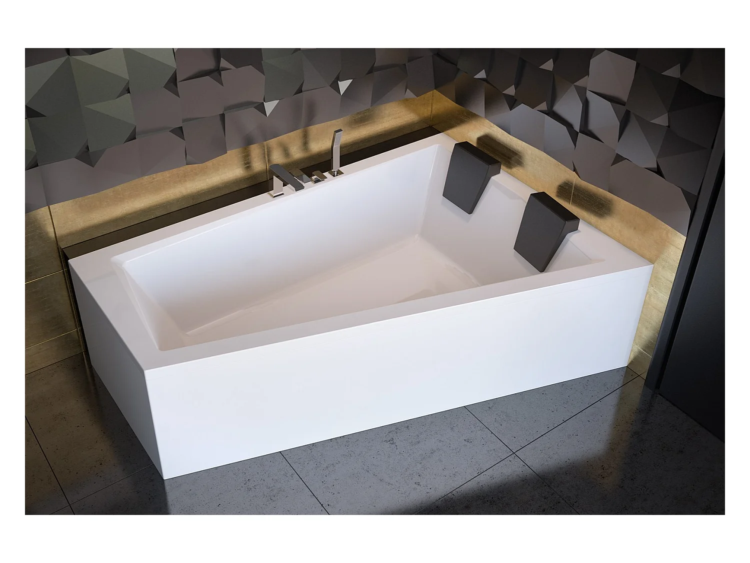 Baignoire d'angle Droit INTIMA DUO en 170 ou 180 cm - Dimensions: 180cm