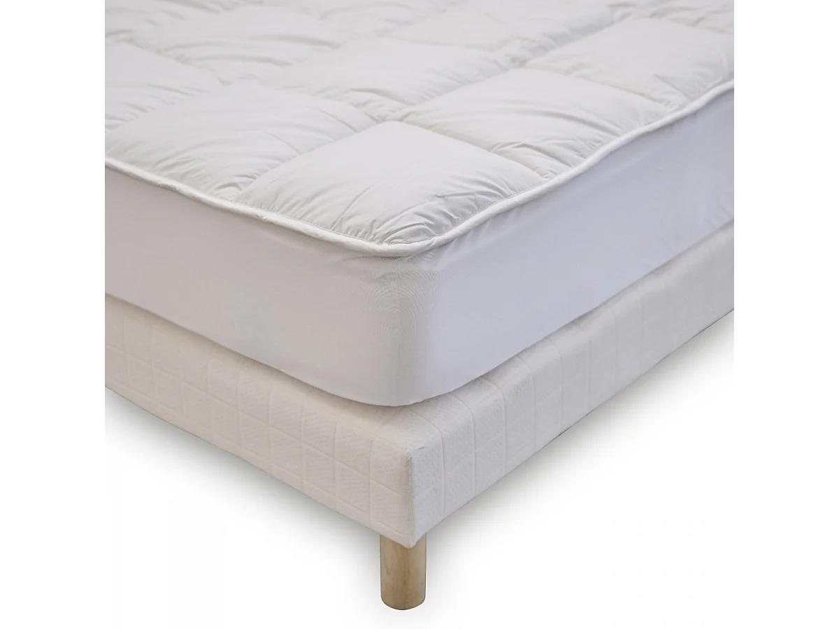 Surmatelas 90x190 cm Sensation Duvet - Confort Moelleux - Enveloppe 100% coton