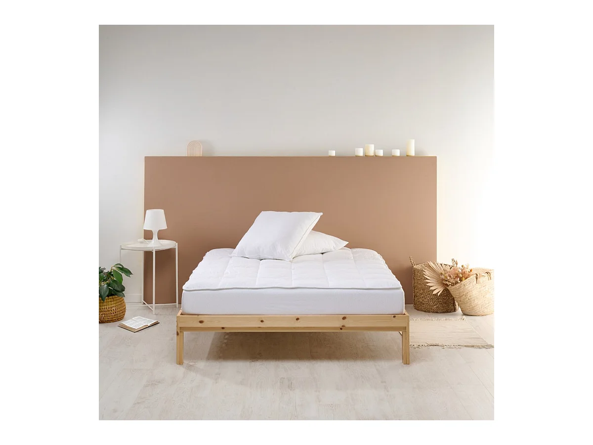 Surmatelas 140x190 cm Sensation Duvet - Confort Moelleux - Enveloppe 100% coton