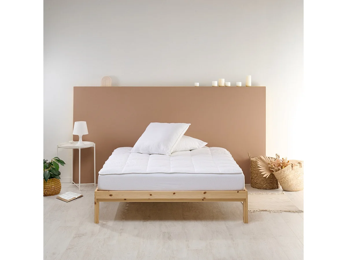 Surmatelas 160x200 cm Sensation Duvet - Confort Moelleux - Enveloppe 100% coton
