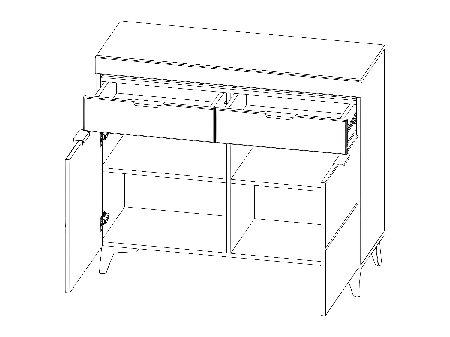 Aparador 2 portas 2 gavetas Ruben madeira 90cm