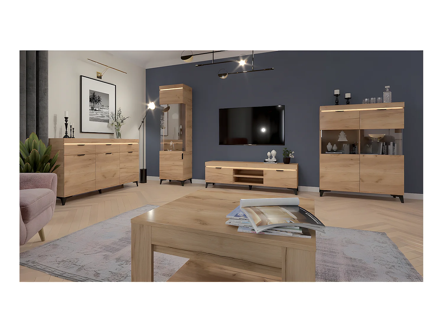 Aparador 2 portas 2 gavetas Ruben madeira 90cm