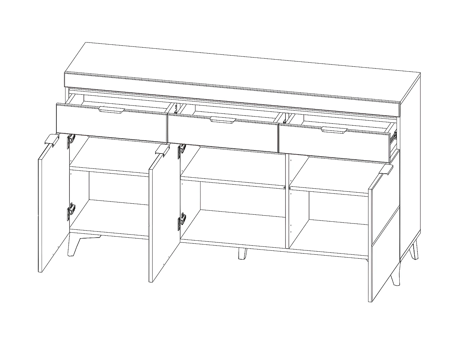 Aparador 3 portas 3 gavetas Ruben madeira 90cm