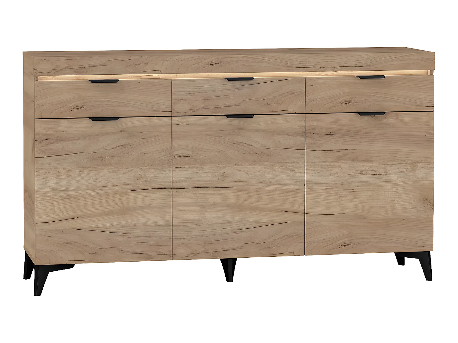 Buffet 3 portes 3 tiroirs LED inclus Ruben Bois