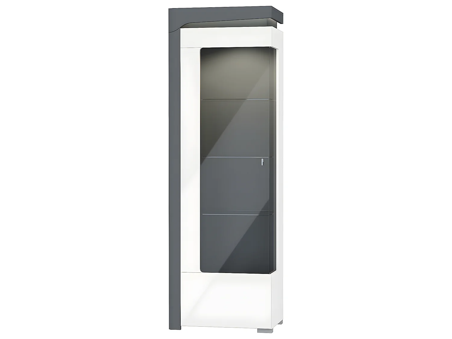 Vitrine 1 porte ouverture gauche LED inclus Teo Blanc et Gris