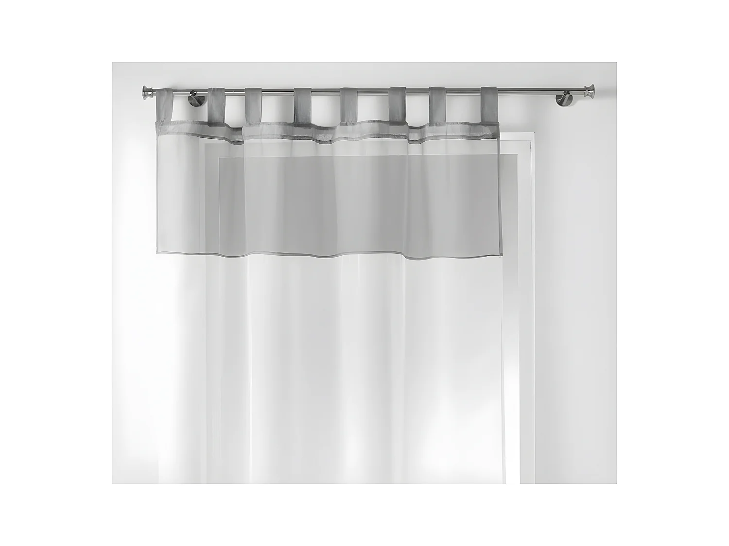 Rideau Voilage "Duo" 140x240cm Blanc & Gris