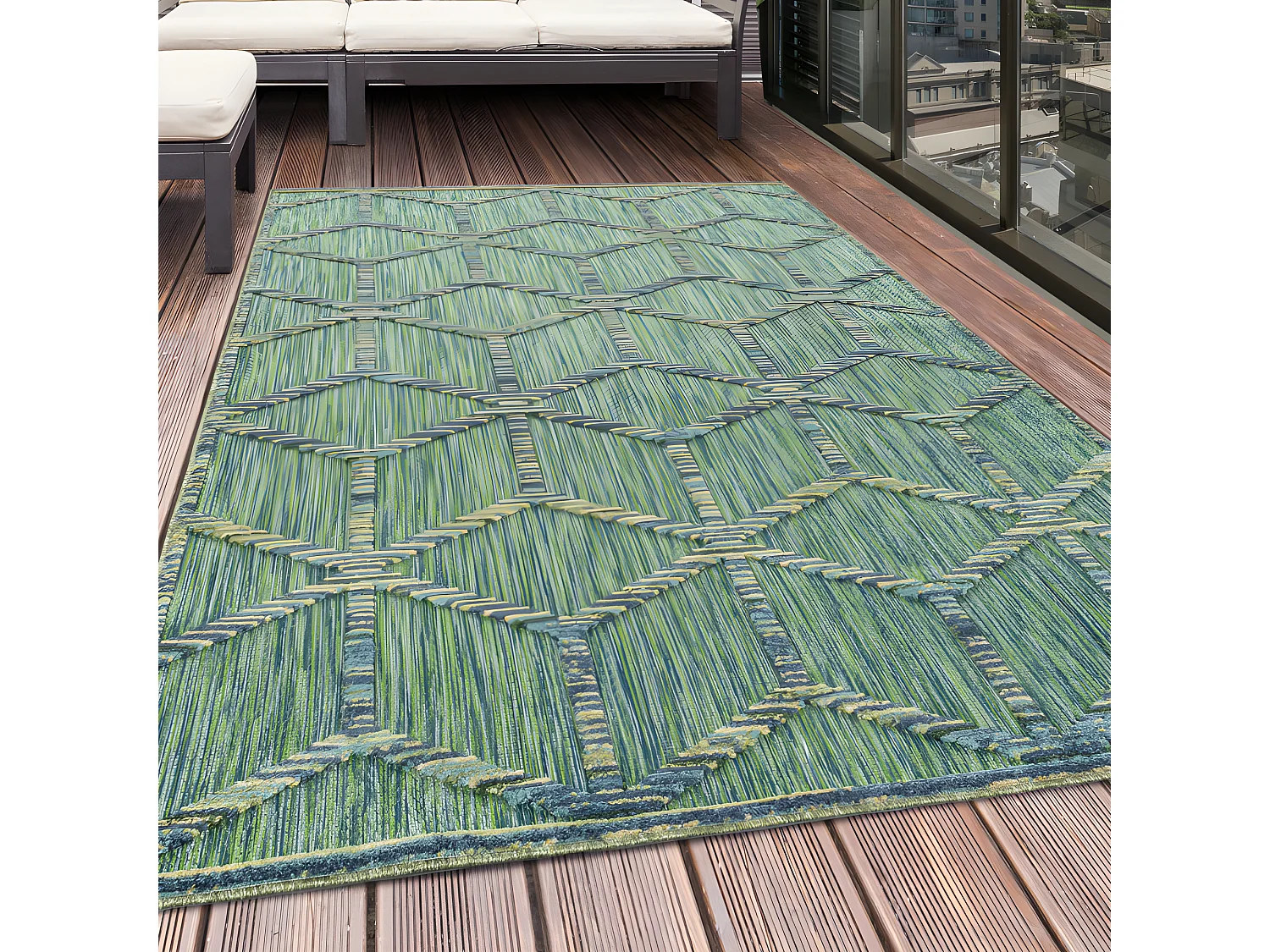 Tapis d'extérieur à relief "Ubud" Vert 80 x 150 cm