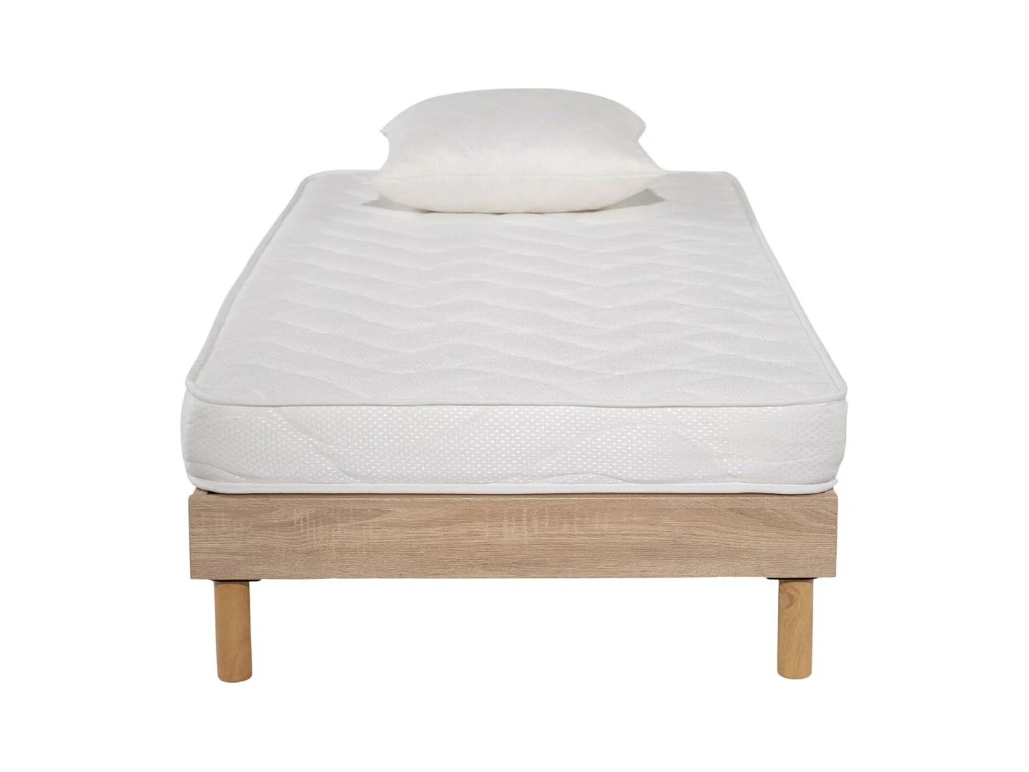 Ensemble Matelas mousse ECO - 90x190cm et 1 Oreiller 60x60 - mousse et Sommier kit couleur chêne