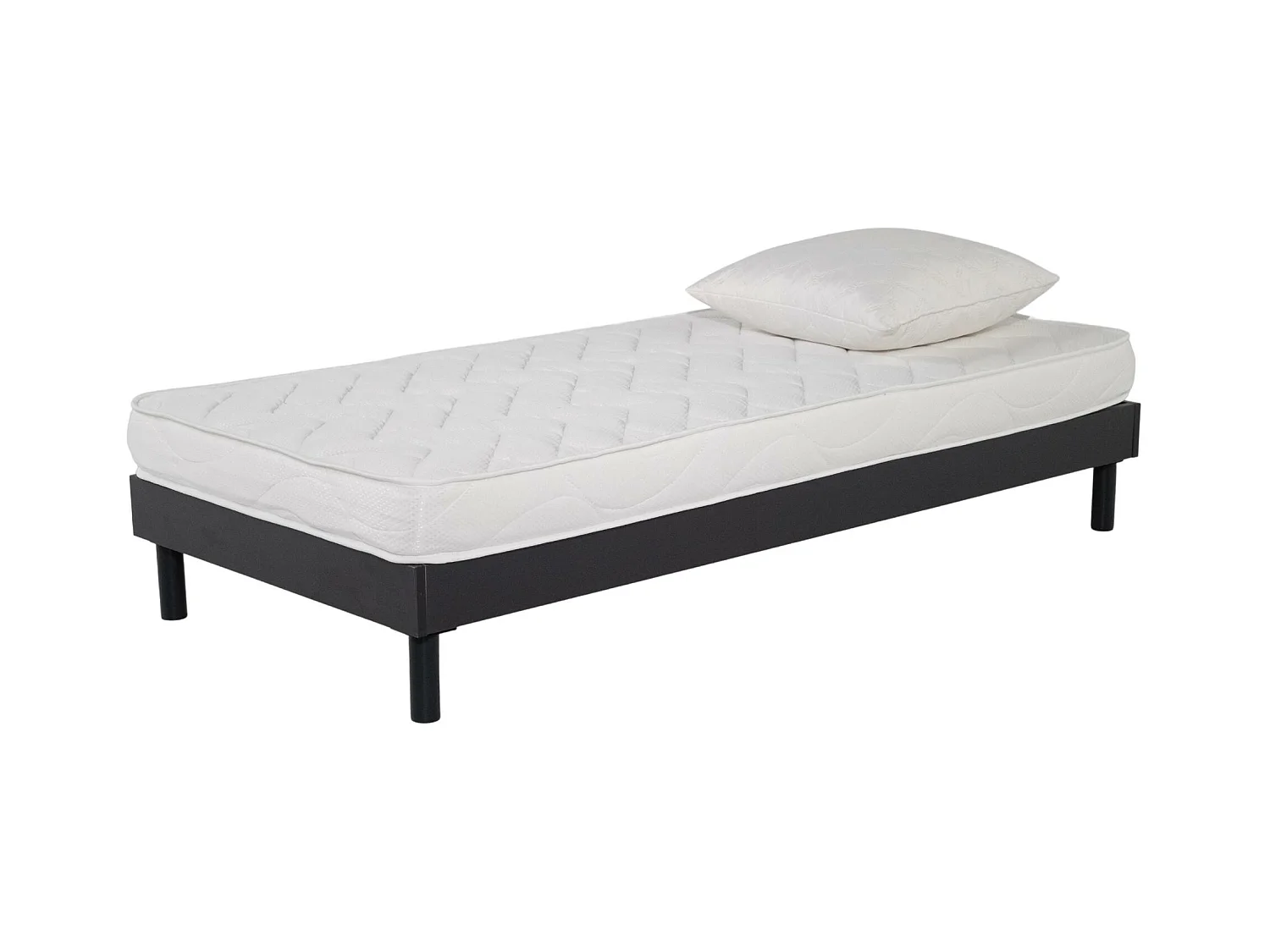 Ensemble Matelas mousse ECO - 90x190cm et 1 Oreiller 60x60 - mousse et Sommier kit gris