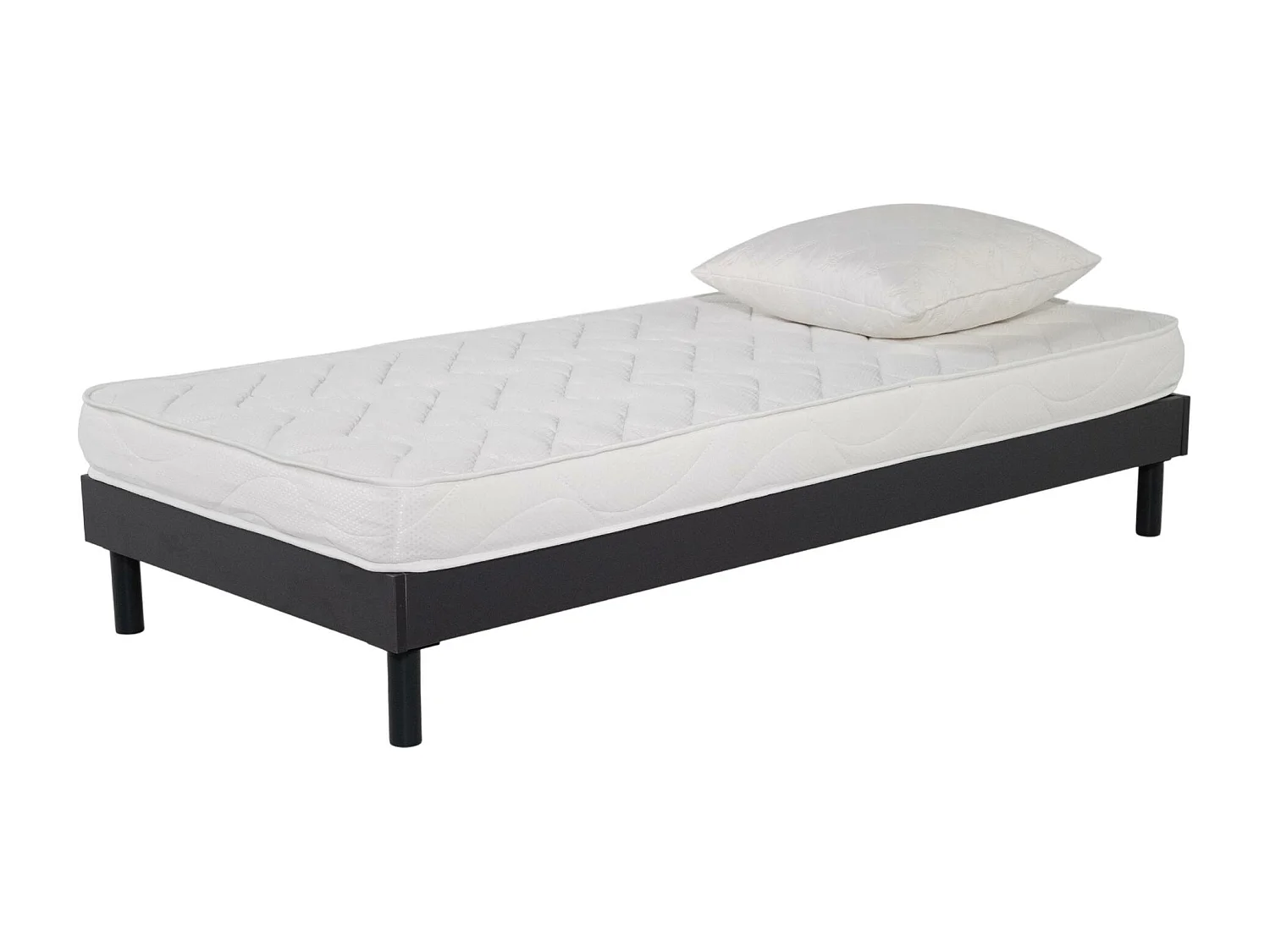 Ensemble Matelas mousse ECO - 90x190cm et 1 Oreiller 60x60 - mousse et Sommier kit gris