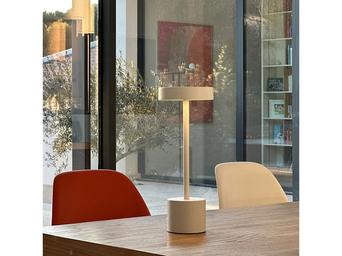 Lampe de table sans fil ROBY Blanc Aluminium