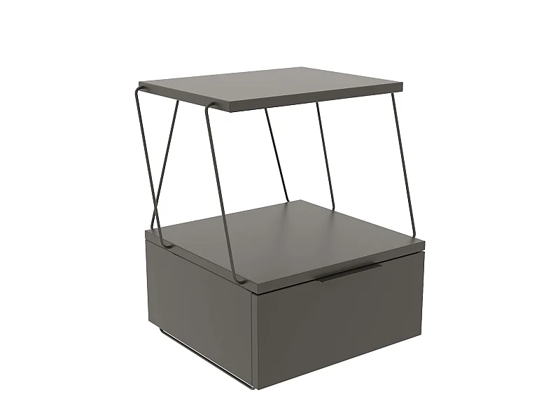 Table de chevet, 100% mélamine aggloméré plaqué, Couleur Anthracite 42x52x41