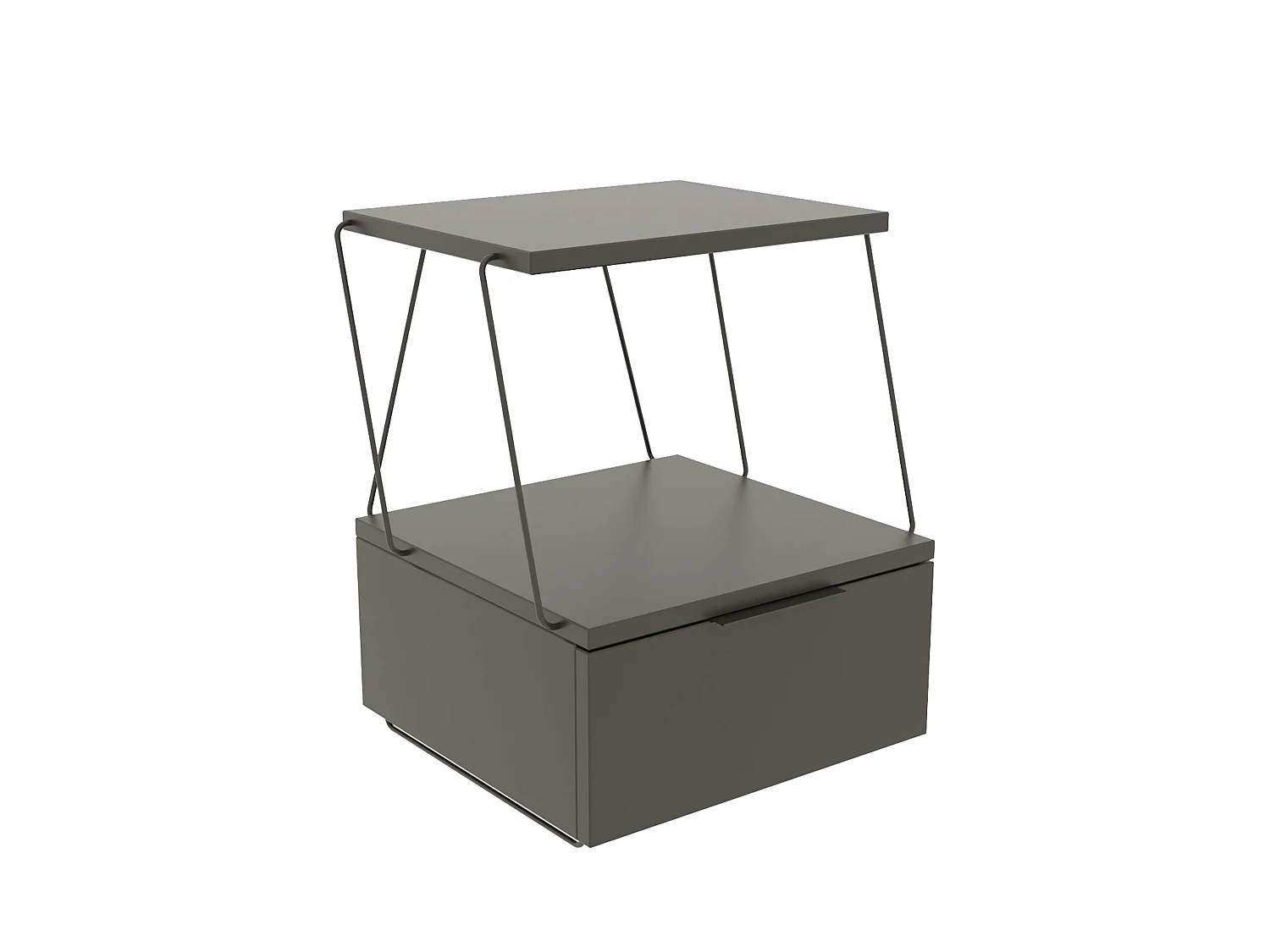 Table de chevet, 100% mélamine aggloméré plaqué, Couleur Anthracite 42x52x41