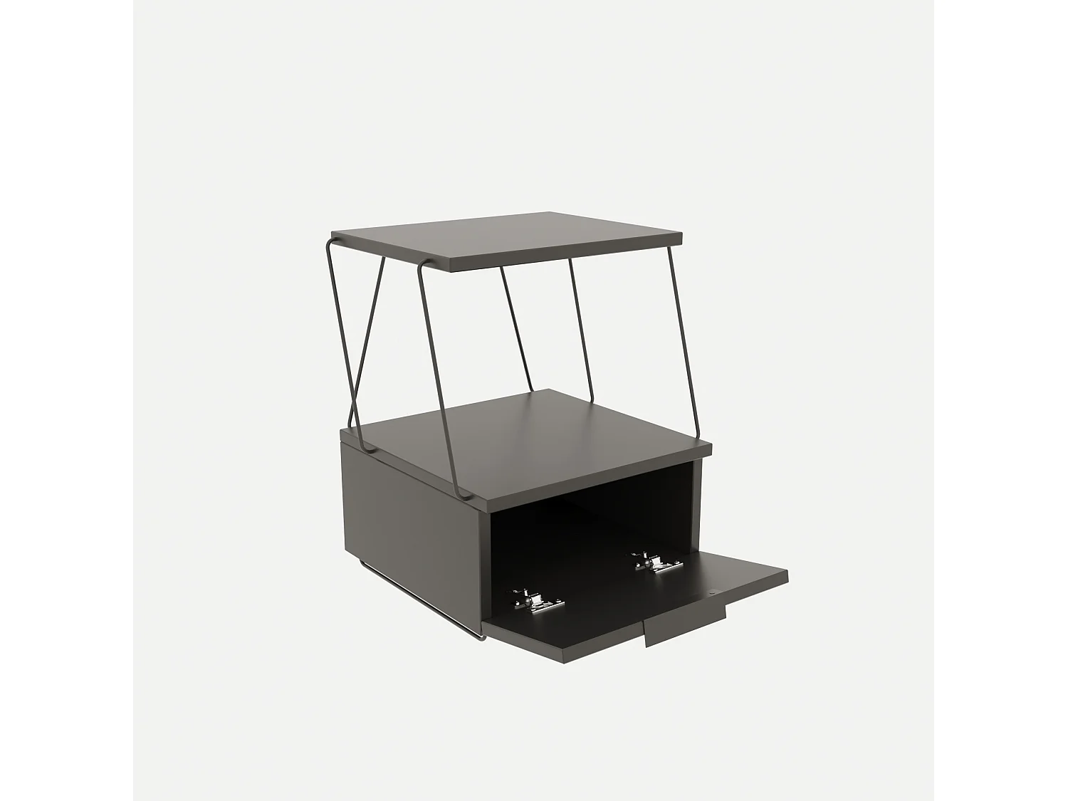 Table de chevet, 100% mélamine aggloméré plaqué, Couleur Anthracite 42x52x41