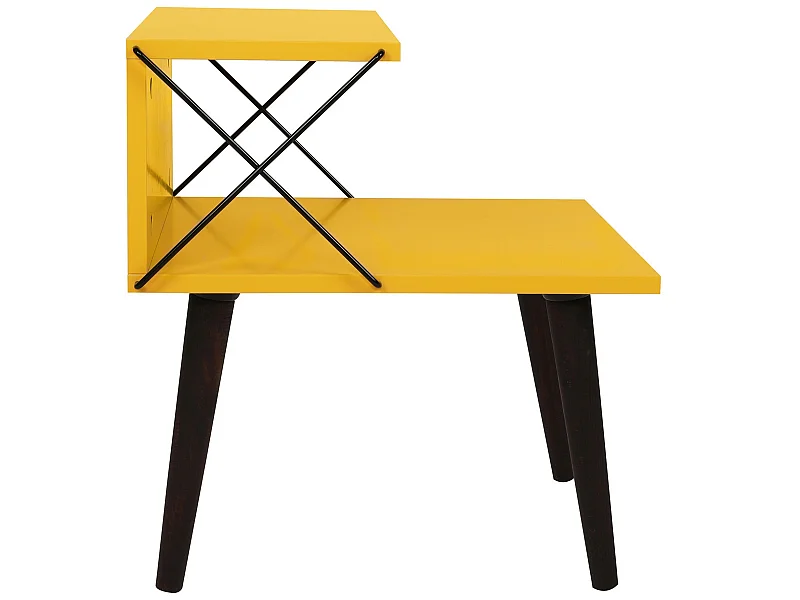 Table de chevet, 100% aggloméré plaqué mélamine, Couleur Jaune 50x55x40