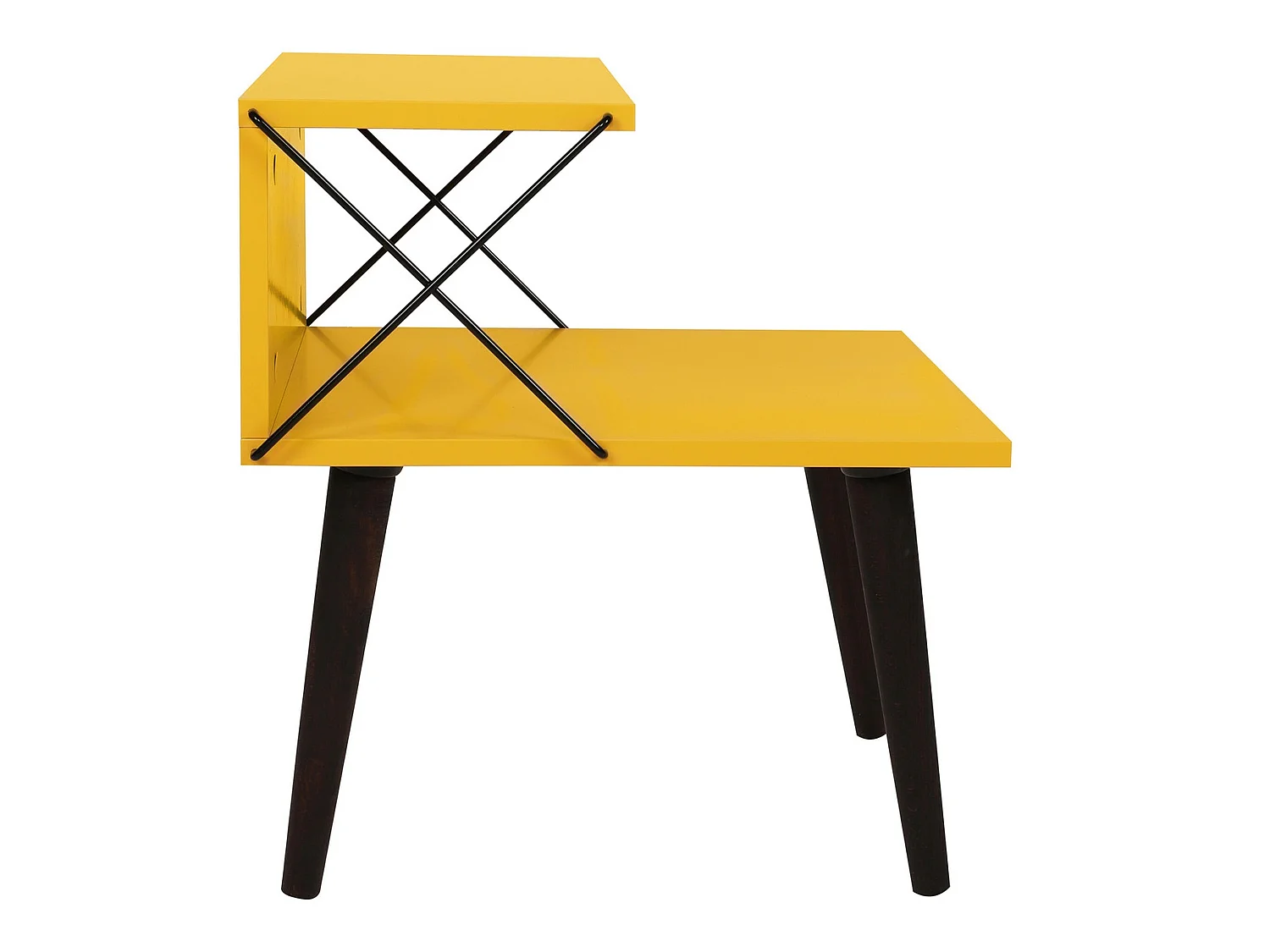 Table de chevet, 100% aggloméré plaqué mélamine, Couleur Jaune 50x55x40