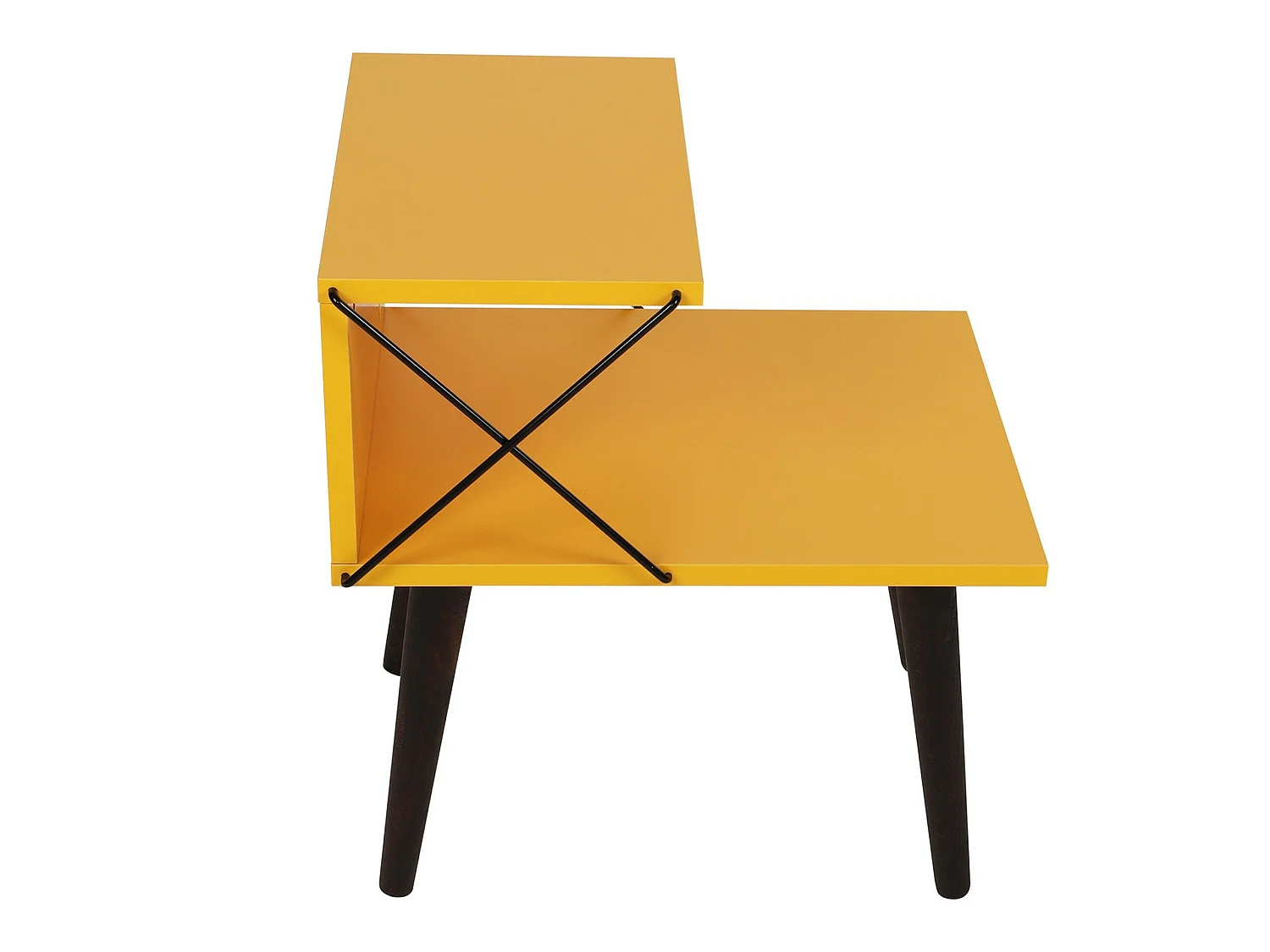 Table de chevet, 100% aggloméré plaqué mélamine, Couleur Jaune 50x55x40