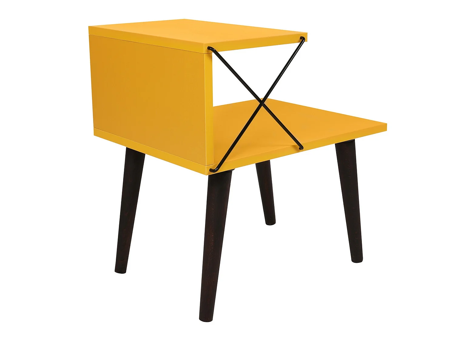 Table de chevet, 100% aggloméré plaqué mélamine, Couleur Jaune 50x55x40