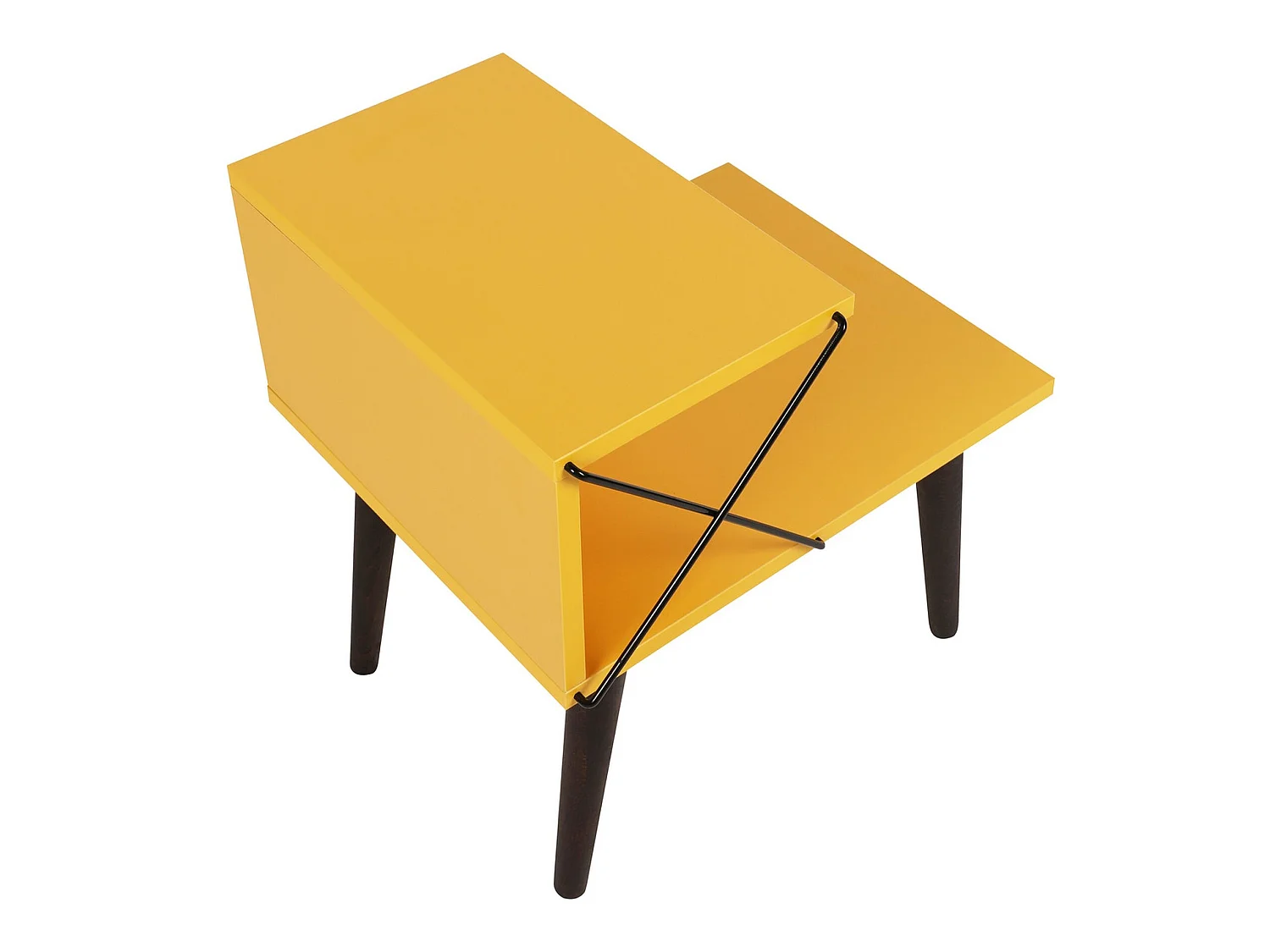 Table de chevet, 100% aggloméré plaqué mélamine, Couleur Jaune 50x55x40