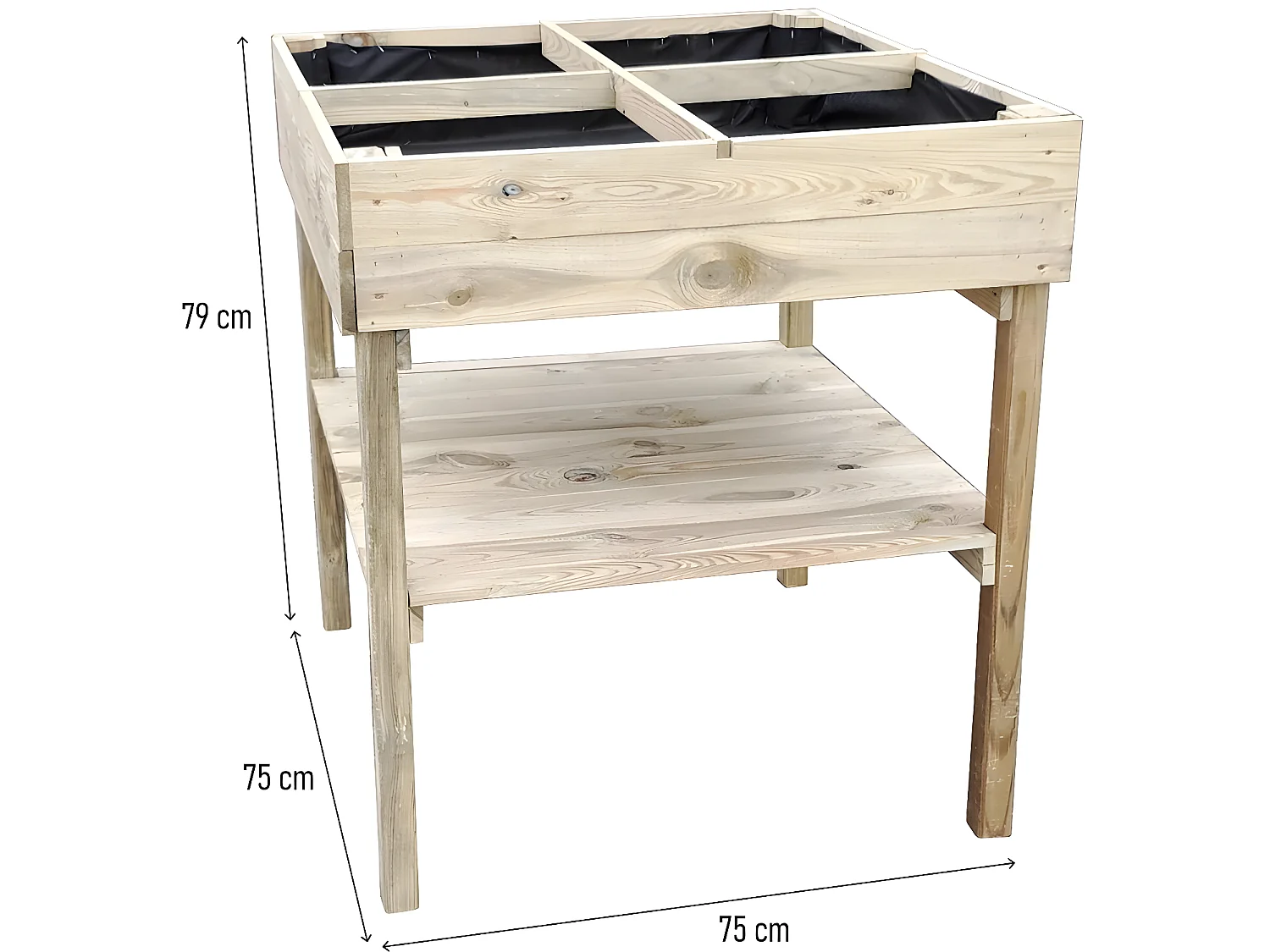 Verhoogde houten moestuin "Naturalia" - 80 x 80 x 100 cm, ideaal voor het kweken van verse groenten en kruiden thuis