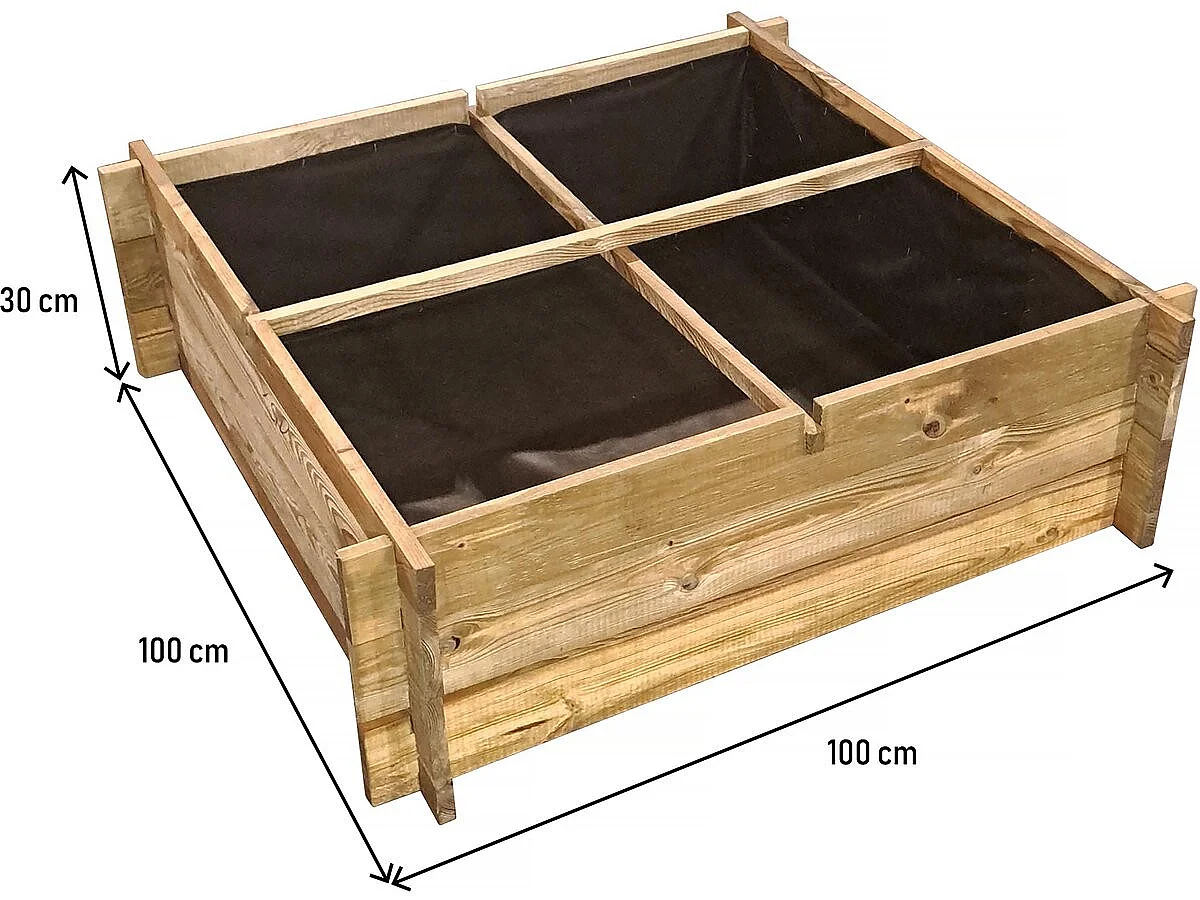 Houten moestuin "Aroma" - 100 x 100 x 30 cm
