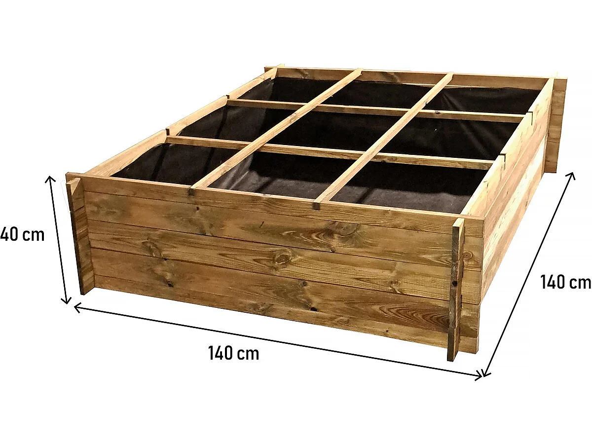 Carré potager en bois "Nigelle" - 140 x 140 x 40 cm