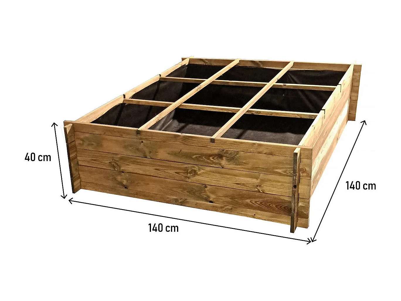 Carré potager en bois "Nigelle" - 140 x 140 x 40 cm