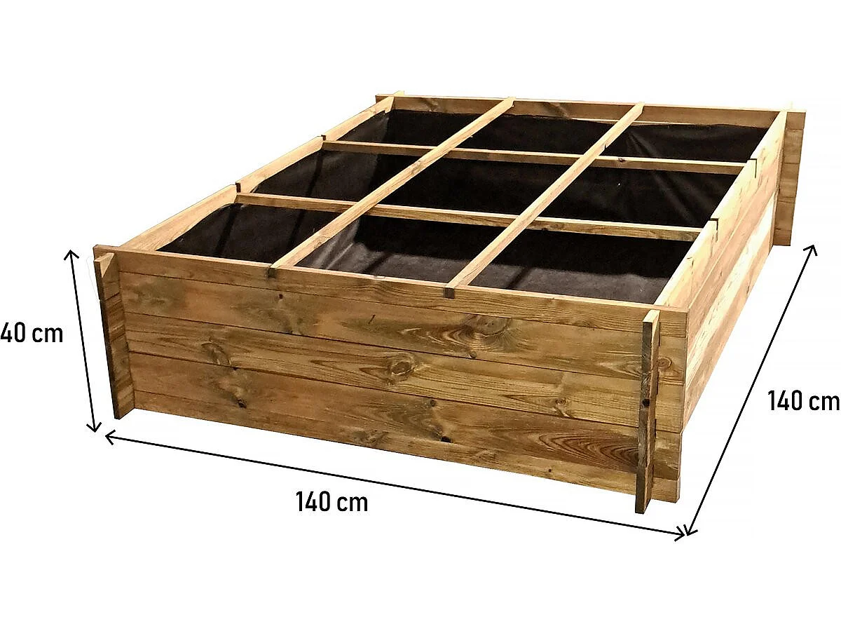 Houten moestuinperceel "Nigelle" - 140 x 140 x 40 cm