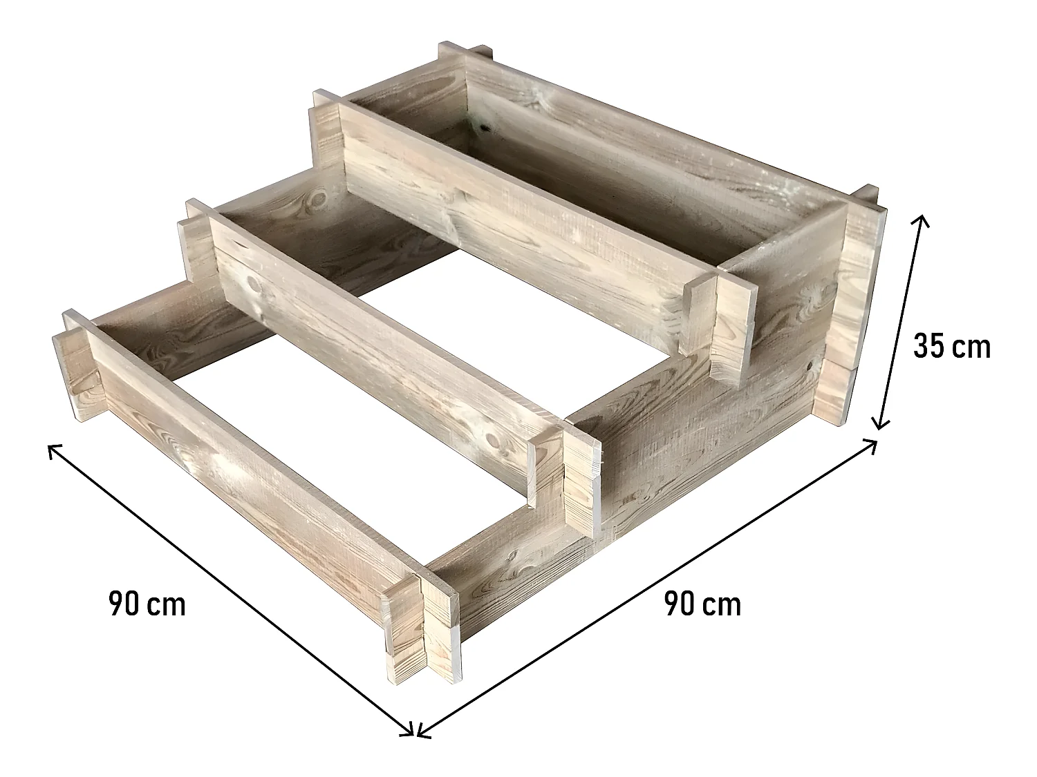 Gemüsebeet-Quadrat "Utopia" in Stufenform - 90 x 90 x 35 cm