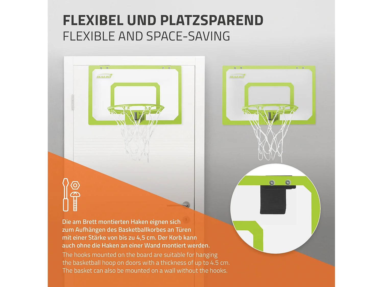 Set canestro basket verde 58x40 cm 3 palline pompa palloni tabellone e anello