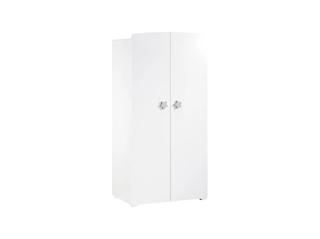BABY PRICE Armoire chambre bebe 2 portes - Boutons etoile gris - New Basic