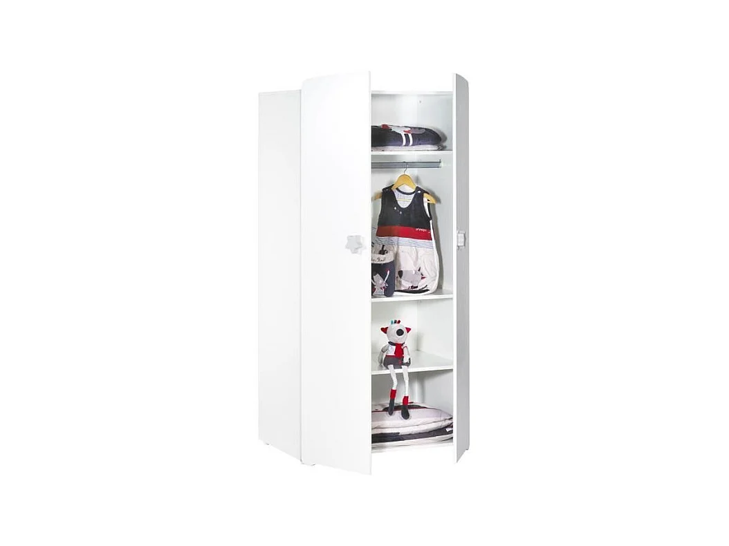 BABY PRICE Armoire chambre bebe 2 portes - Boutons etoile gris - New Basic