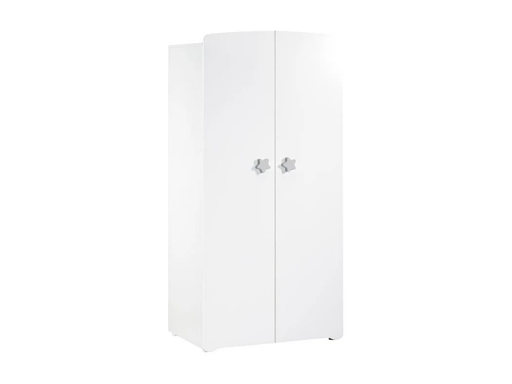BABY PRICE Armoire chambre bebe 2 portes - Boutons etoile gris - New Basic